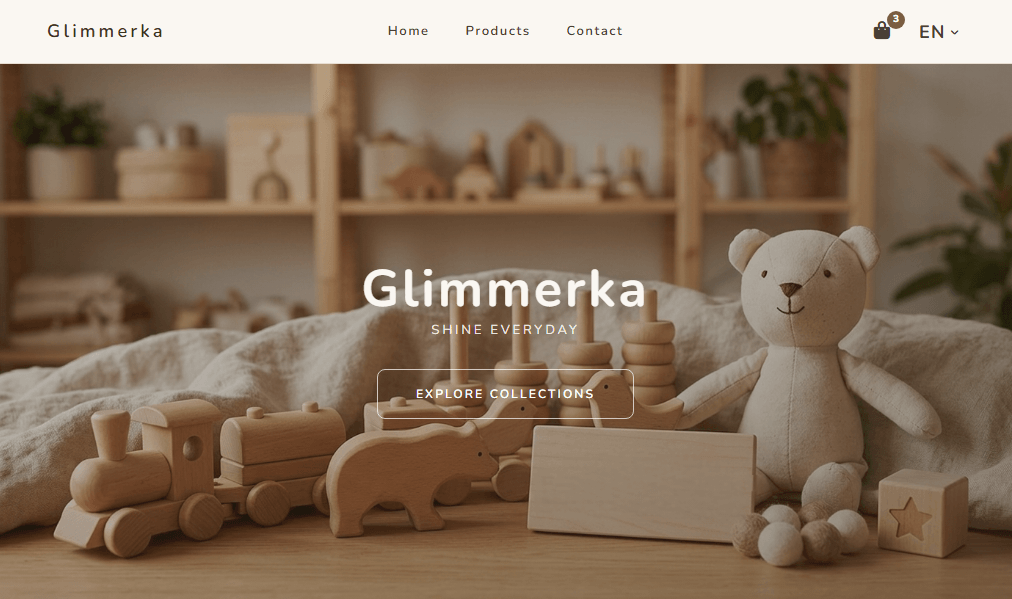 Glimmerka custom storefront design